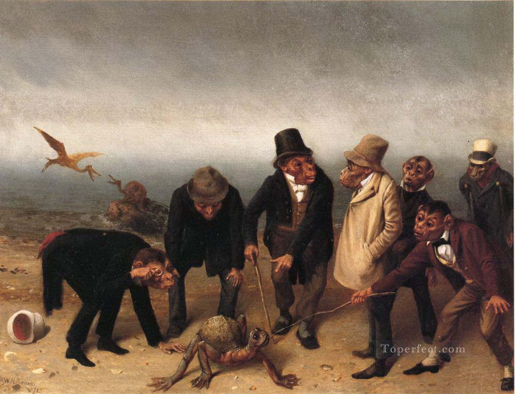 Discovery of Adam William Holbrook Beard monkeys in clothes Oil Paintings